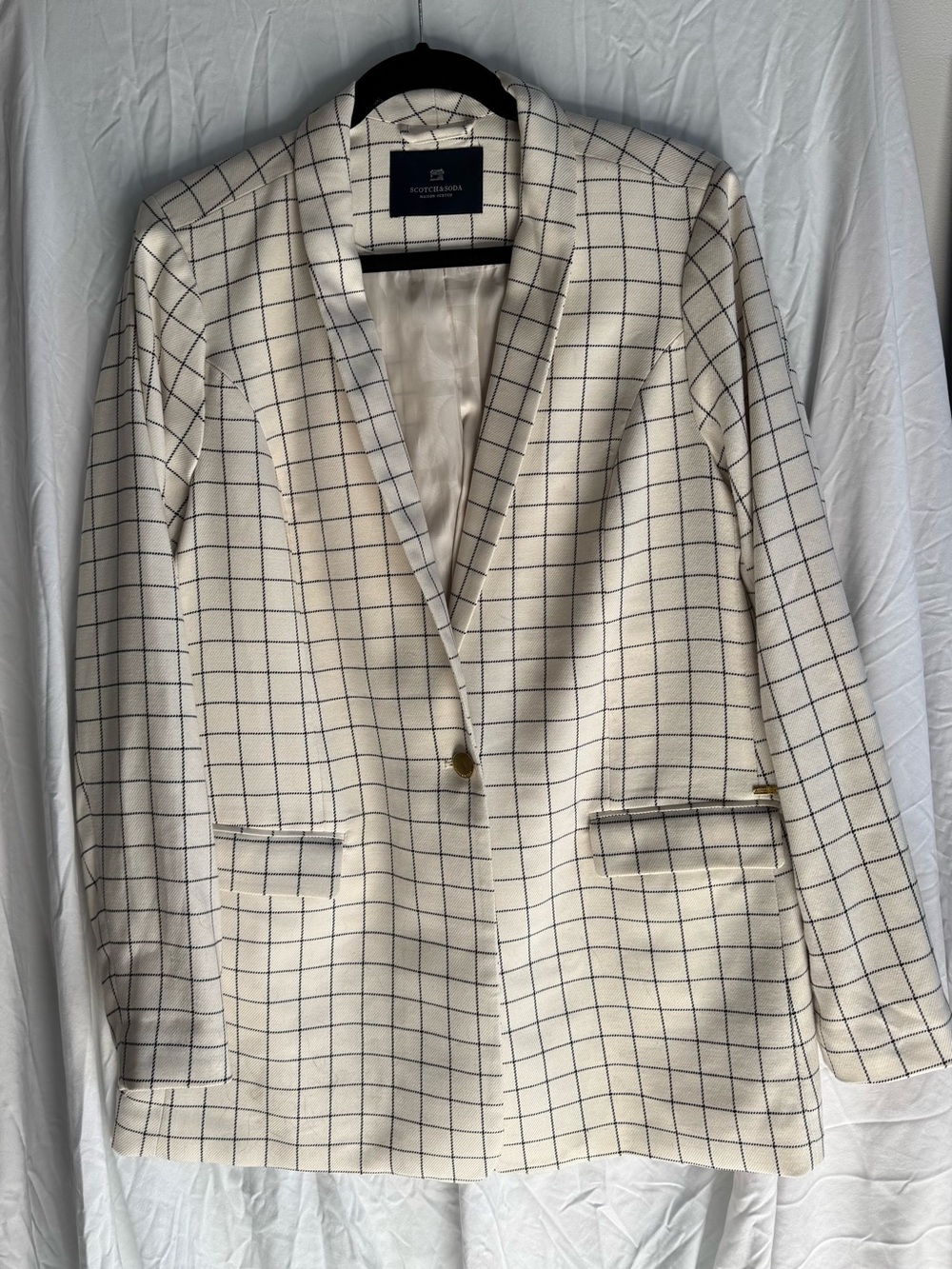 Scotch & Soda Maison Scotch Windowpane Blazer Ivory Black Size L